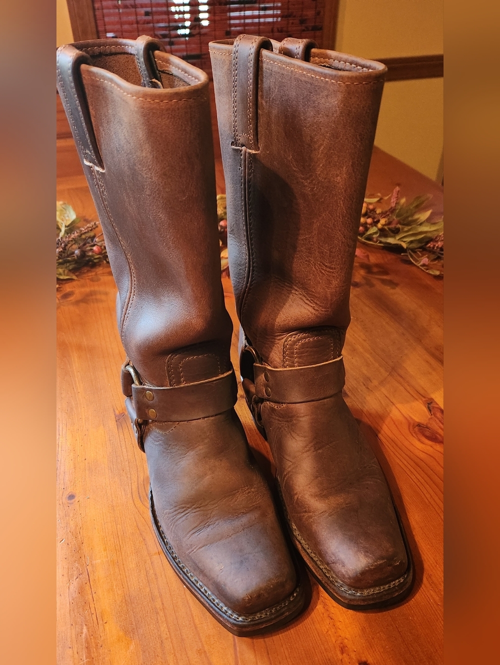 Frye Brown Leather Harness Boots - Picture 2 of 8